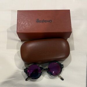 Illesteva Sunglasses with Purple Lenses and Brown Case